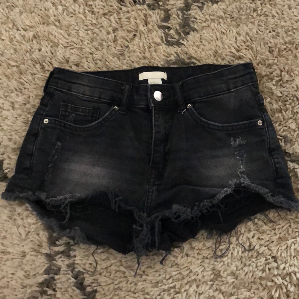 Faded black jean shorts